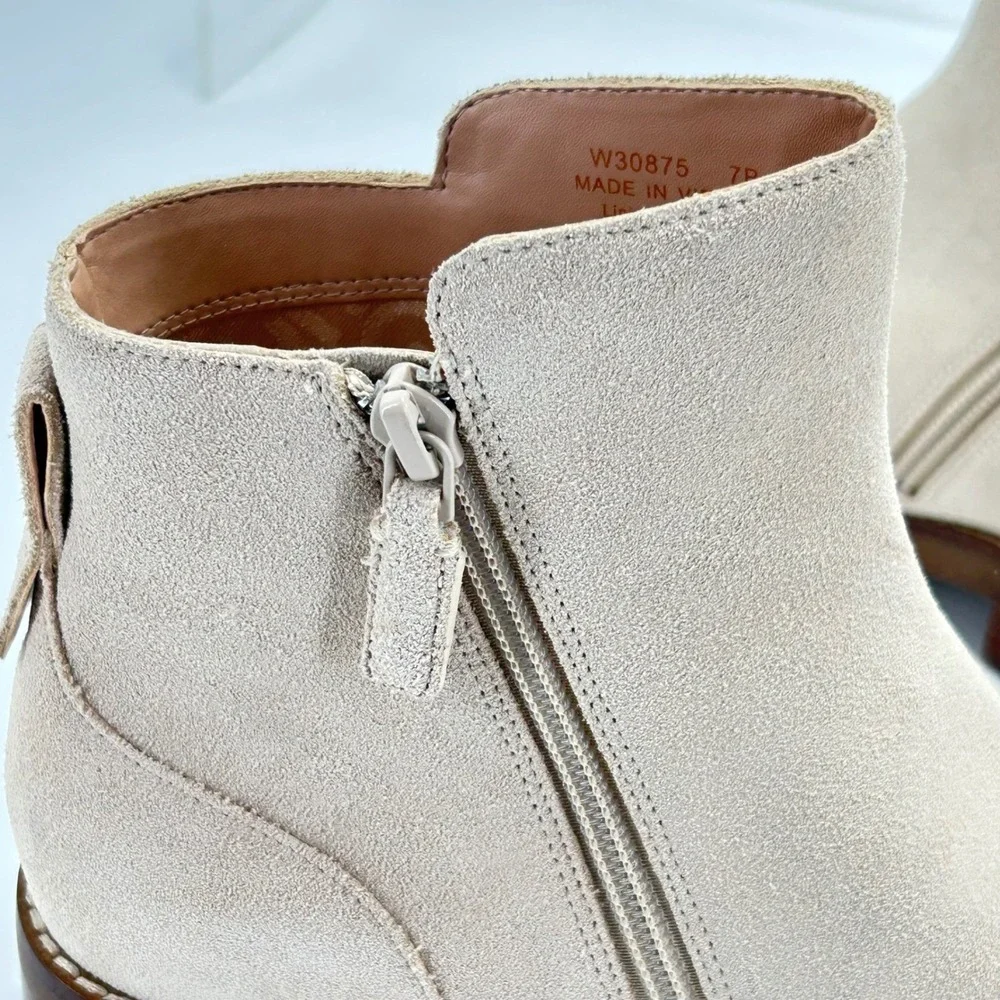 Cole Haan Grand OS‎ Size 7 Suede Ankle Booties Beige Waterproof Boots NEW $298